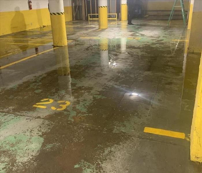 Flooded underground parking garage